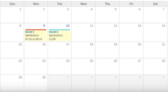 Calender view differentiating events with colors